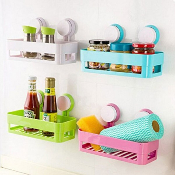 New Bathroom Shelf Suction Rack Organizer Cup Storage Shower Wall Basket image 2